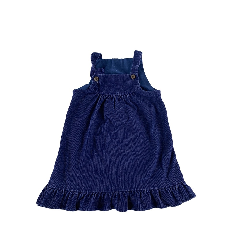 Vintage Coming Thing Dress Girls 5 Blue Corduroy Ruffle Hem Pinafore Jumper Red